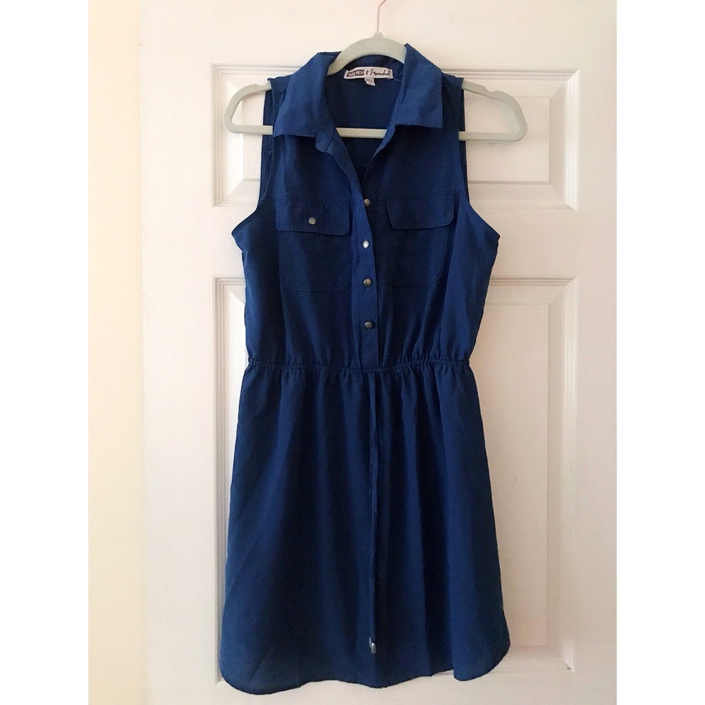 Lightweight collared blue dress.